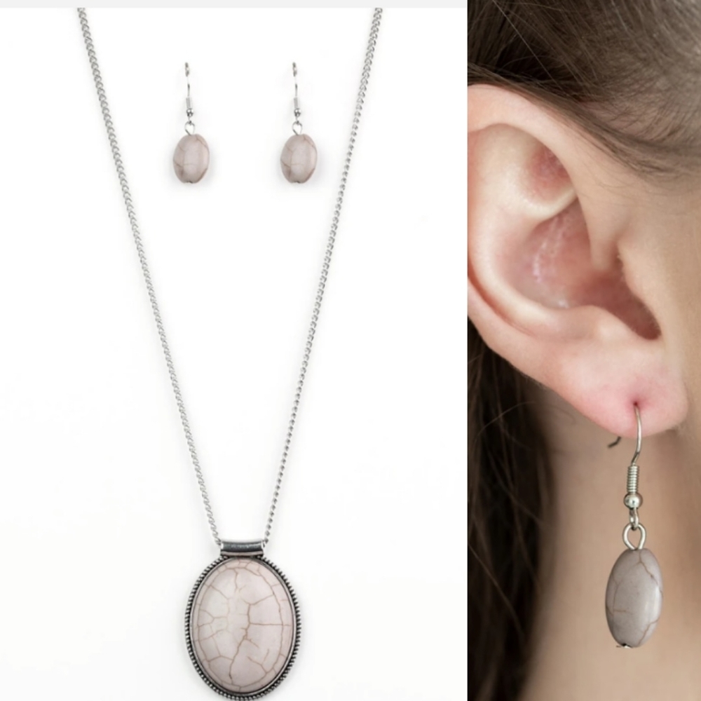 Silver and sandstone necklace